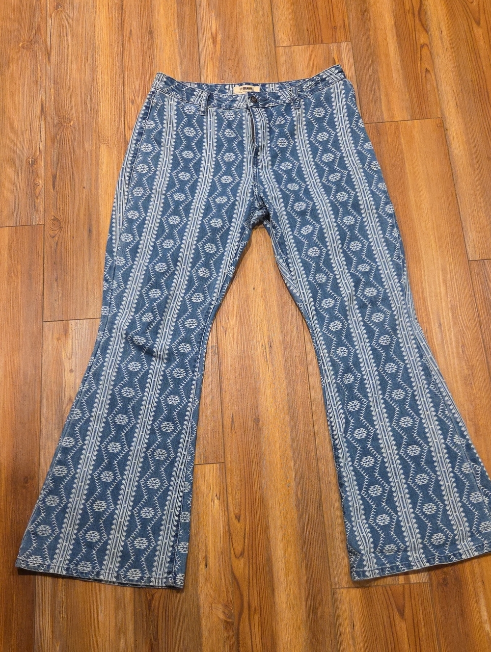 Boho Indigo Patterned Flare/ Bell Bottom Pants